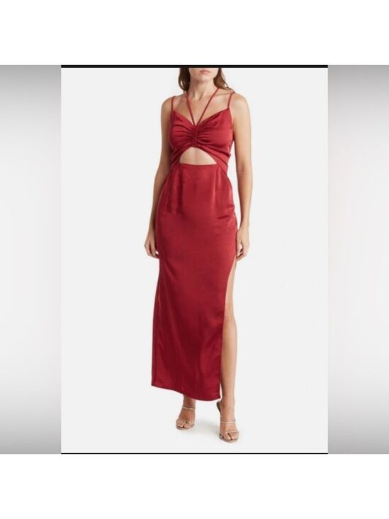 Bonheur D’Amour Dresses & Skirts - NWT BONHEUR D’AMOUR Cutout Shirred Side Slit Maxi Dress Sexy Red Large $189